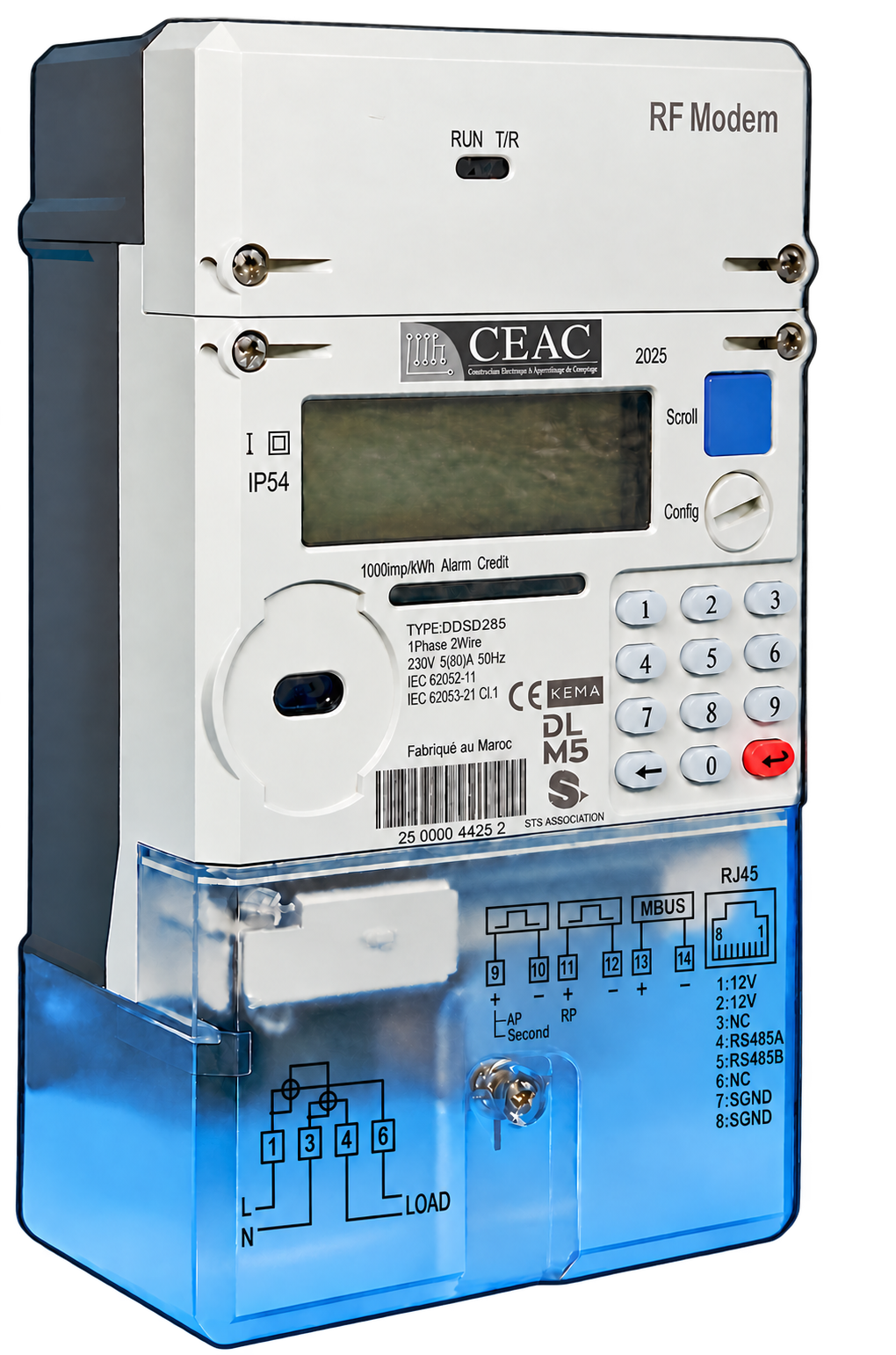 Compteur CEAC à prépaiement monophasé